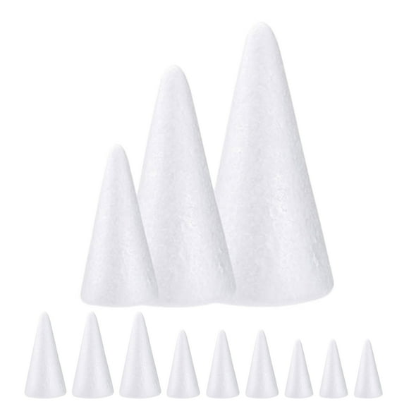 12 conos de espuma blancos para manualidades, conos para árbol de Navidad, decoración navideña y eventos