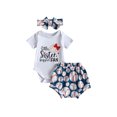 thumbnail image 1 of Faithtur Ensemble Pantalon Fille Enfants, Fête de Rue Décontractée Manches Courtes Body + Short + Bandeau, 1 of 8