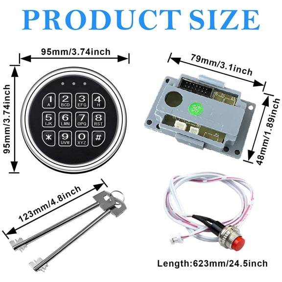 Stack-On Safe Lock Electronic Digital Safe Lock Replacement Solenoid W/ 2 Key Y7
