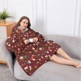 thumbnail image 5 of Oversized Wearable Blanket Hoodie,Red Christmas Santa Pattern Sherpa Blanket Hoodie with Super Pockets,Super Warm Fuzzy Pullover for Women & Men, 5 of 6