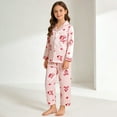 thumbnail image 6 of Silk Pajamas for Girls Valentine Pjs Long Sleeve Bow Print Button Down Nightwear Girls 7-8 Years Pajamas, 6 of 9