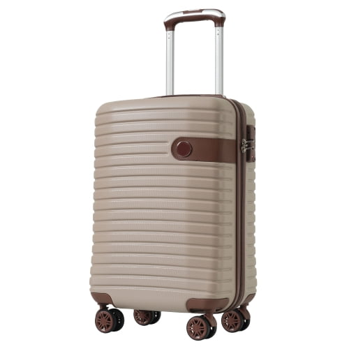 ACE-Travel,20" Carry on Luggage Sets(3PCS) Airline Approved with an Expandable Weekender Bag & a Toiletry Bag,Durable,Lightweight,ABS Hardshell Suitcases with TSA Lock,Wheels,TPE Elastic Handle(khaki)
