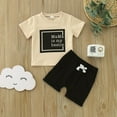 thumbnail image 2 of Youmylove Toddler Boys Girls Short Sleeve Letter Printed T-Shirt Tee Pullover Tops Shorts Outfits Baby Playwear, 2 of 7
