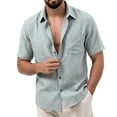 thumbnail image 5 of Cmfcve Men's Linen Shirts Short Sleeve Button Down Shirts Wrinkle Resistant Casual Vacation Beach Summer Tops, 5 of 5