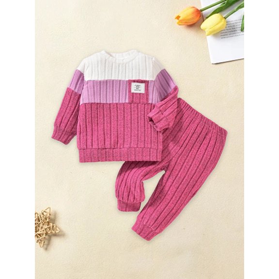 VeFlora Baby Toddler Boy Fall Outfit Contrast Color Long Sleeve & Short Sleeve Hooded Sweatshirt and Elastic Pants 2 Piece Clothes Set