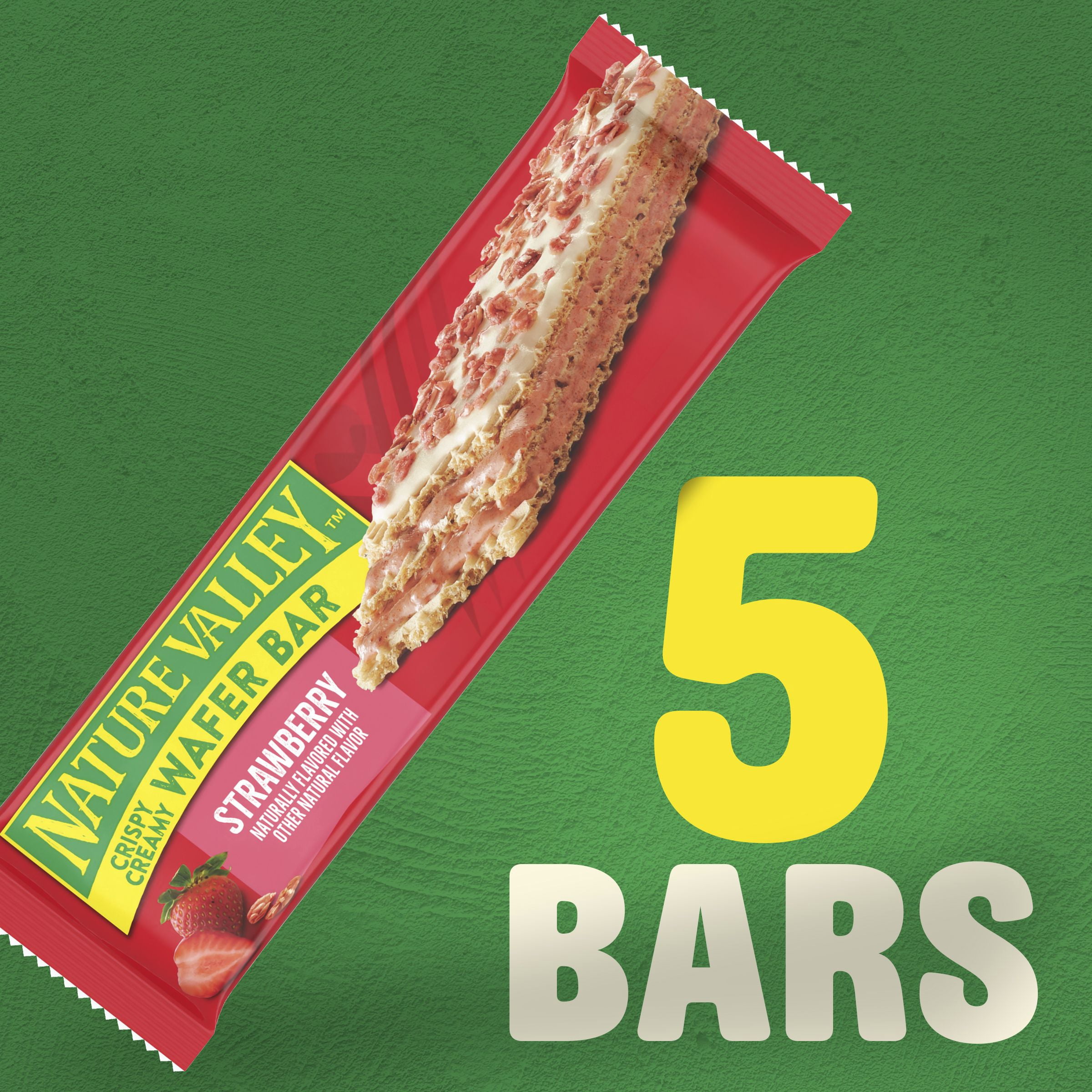 (3 pack) Nature Valley Crispy Creamy Wafer Bars, Strawberry, Whole Grain, 5 Bars, 6.5 oz
