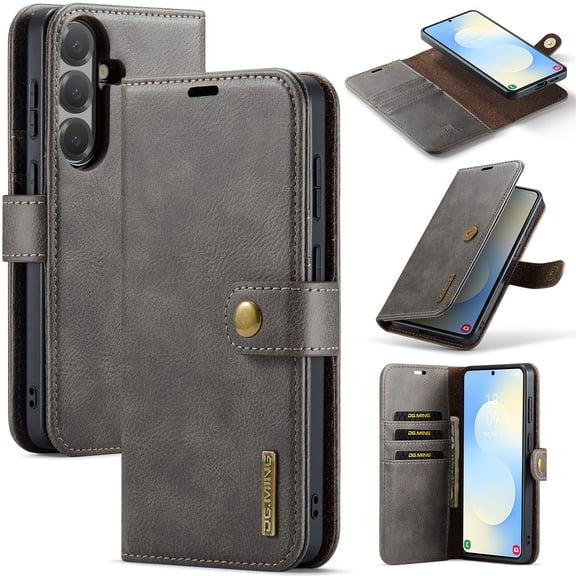 Detachable Wallet Case for Samsung Galaxy A37 RFID Blocking Card Slots Holder Removable 2 in 1 Wallet Phone Case Premium PU Leather Magnetic Kickstand Shockproof Flip Protective Cover,Gray