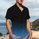 thumbnail image 4 of Blusa y camisa de manga corta con cuello vuelto para hombre, blusa informal de moda con cuello vuelto, blusa estampada de manga corta con botones, blusa de poliéster para hombre, 4 of 6