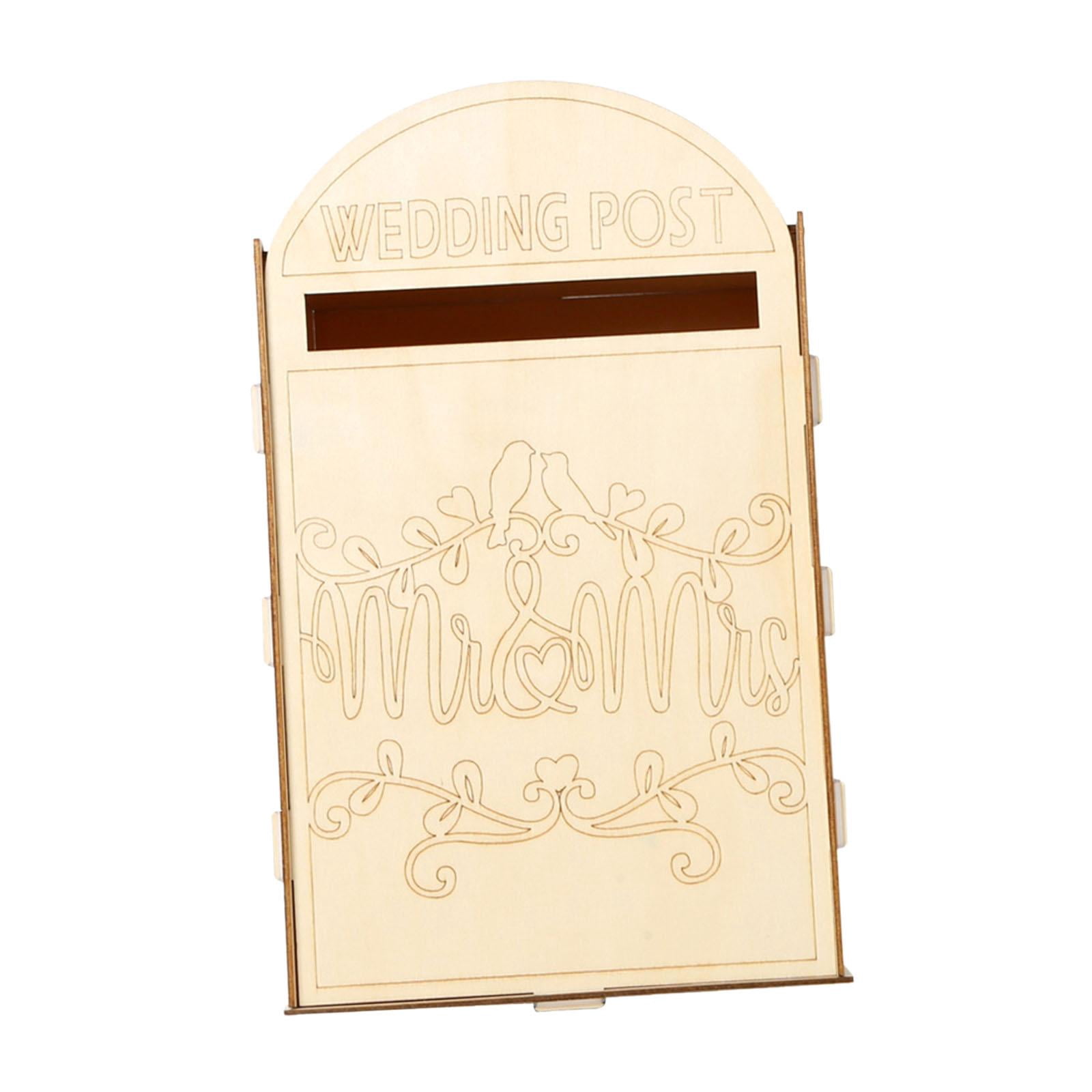 Tachiuwa Wedding Card Box Letterbox Decorative DIY Wood Wedding Decor Unpainted Wedding Post Box Envelope Gift Post Card Box for Party A