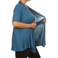 thumbnail image 2 of Women's Plus Size Short Sleeves Draped Open Front Casual Solid Cardigan, 2 of 6