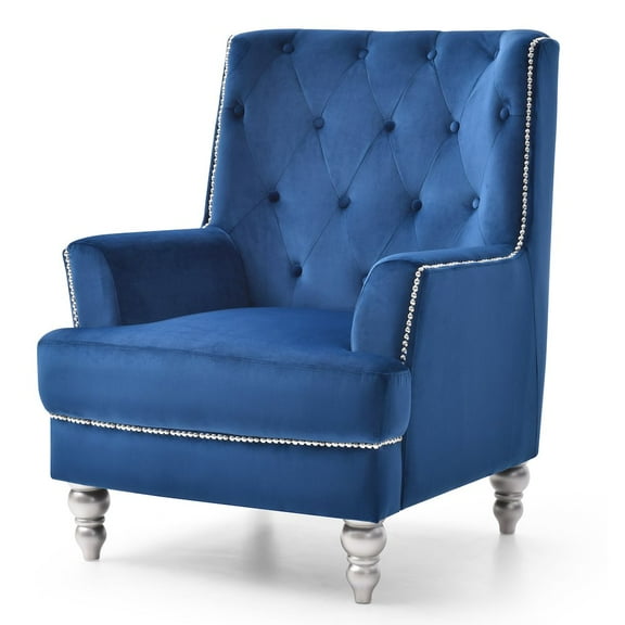 Glory Furniture Pamona Accent Chair in Navy Blue Color