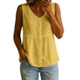 thumbnail image 2 of Axiiglly Tank Tops for Women Cotton Linen V Neck Button Down Sleeveless Relaxed Fit Boho Peplum Summer Fashion Tops 2026, S-2XL, 2 of 6