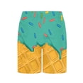 thumbnail image 5 of Crunowin Boys Summer Shorts Ice Cream Print Elastic Waist Lightweight Beach Shorts Green Size 14, 5 of 6