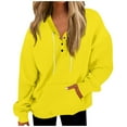 thumbnail image 2 of Topvent Women's Casual Fashion Long Sleeve Solid Color Button Pullover Hoodies Sweatshirt Top, 2 of 5