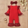 thumbnail image 4 of Newborn Baby Girl Christmas Jumpsuit My 1st Christmas Romper Leopard Outfit with Headband One-Piece Romper Winter 0-18 Months, 4 of 10