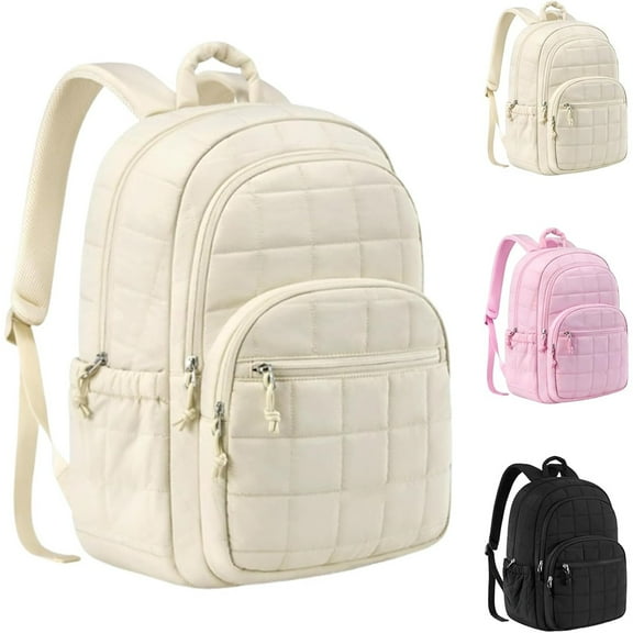 Lightweight Laptop Backpack, Travel Backpack for Women, Quilted Casual Daypack, Water-Resistant Bookbag for 15.6 Inch Laptop, Going Out Daypack Bag for Travel, Commuting, Shopping, Working