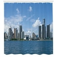 thumbnail image 3 of Ambesonne Detroit Shower Curtain, Downtown Shoreline, 69"Wx84"L, Pale Blue White Grey, 3 of 3