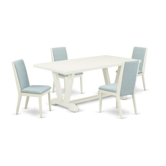 East West Furniture V-Style 5-piece Dining and Full Back Chairs in White