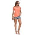 thumbnail image 7 of Women's Summer Casual 2-Pack V Neck Tops Swiss Dot Puff Sleeve Blouse Black/Pink, 7 of 7