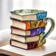 thumbnail image 1 of Aparatos de cocina, accesorios de cocina, utensilios de cocina, herramienta de cocina, taza de café con forma de libro pintado, original, taza de café apilable con forma de libro, regalo coleccionable, 1 of 4