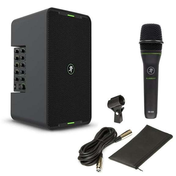 Mackie ShowBox 400W 8" All-In-One Battery Powered PA Speaker with Breakaway Mix Controller and EM-89D Dynamic Vocal Microphone Bundle