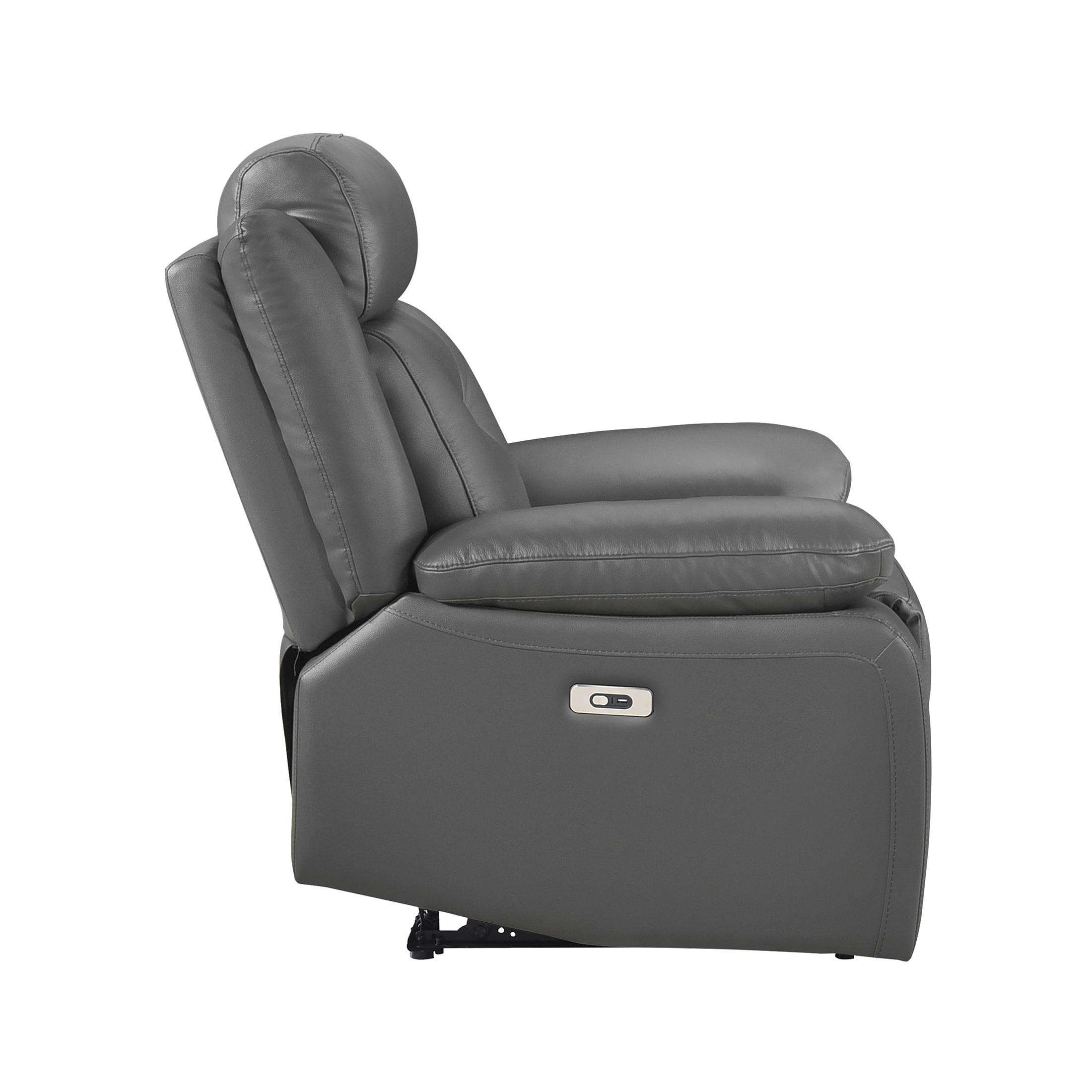 OakvillePark Trevellan Leather Power Reclining Chair, Dark Gray