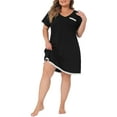 thumbnail image 2 of Agnes Orinda Plus Size Nightgown Sleepwear for Women Soft Sleepshirt Short Sleeve Lace Trim Pajama Nightshirt 2X Black, 2 of 6