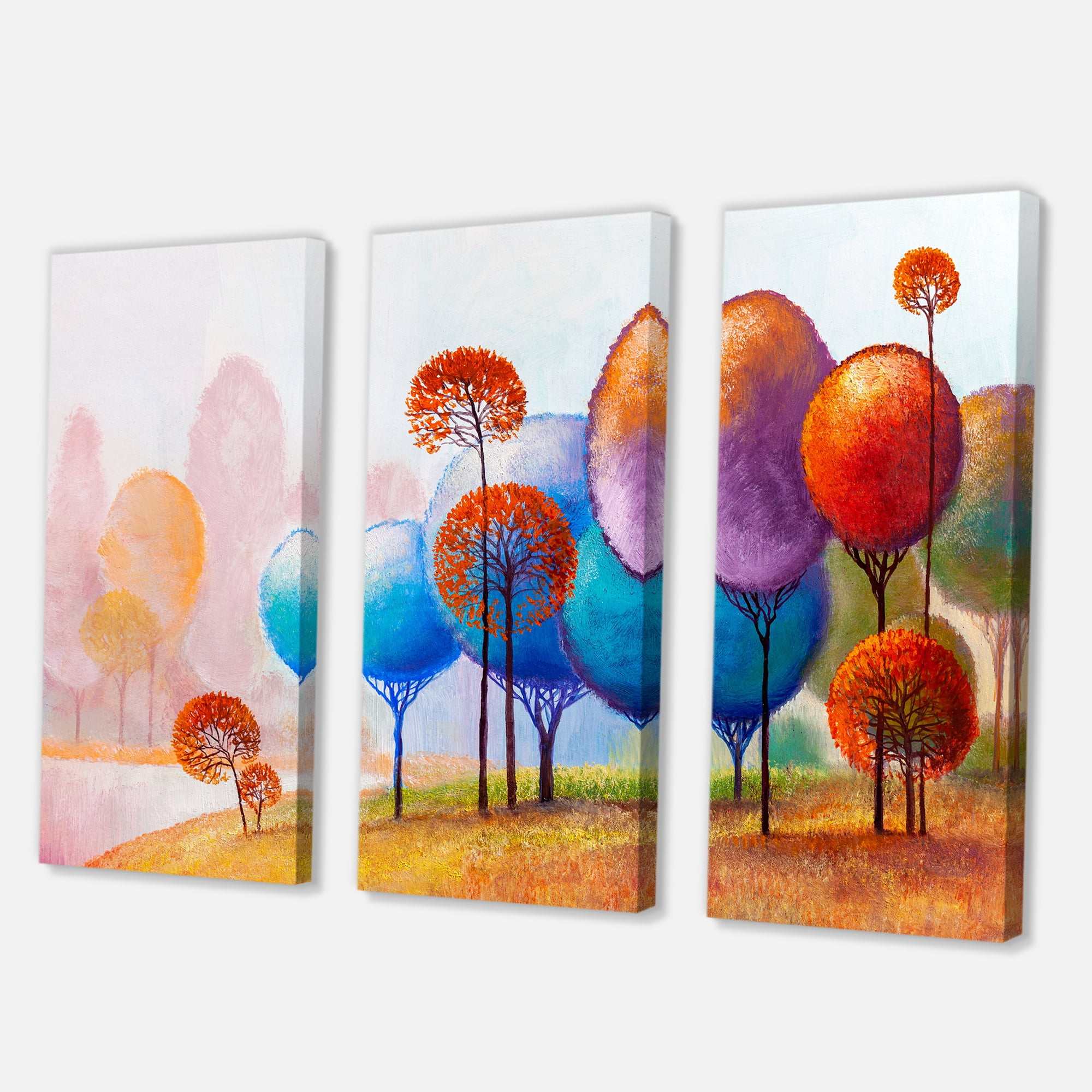 Designart ' Colourful Trees Abtract Impression III ' Traditional Canvas Wall Art Print