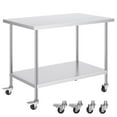 thumbnail image 5 of KFFKFF 30" x 48" Stainless Steel Table with 4 Casters, Commercial Kitchen Work & Prep Table, 3 Height Settings, Robust Stainless Steel Food Preparation Table, Silver, 5 of 8