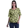 thumbnail image 1 of Moomaya Printed Round Neck Top For Women Elbow Sleeve Blouse Tunic Formal Wear, 1 of 6