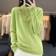 thumbnail image 1 of Suéter de cuello alto para mujer, color liso, con diamantes de imitación, cuello medio alto, suéter de punto, blusa para mujer, 1 of 4