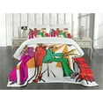 thumbnail image 3 of Ambesonne Colorful Quilted Bedspread Set 3 Pcs, Jazz Band on Stage, Queen Size, Multicolor, 3 of 5