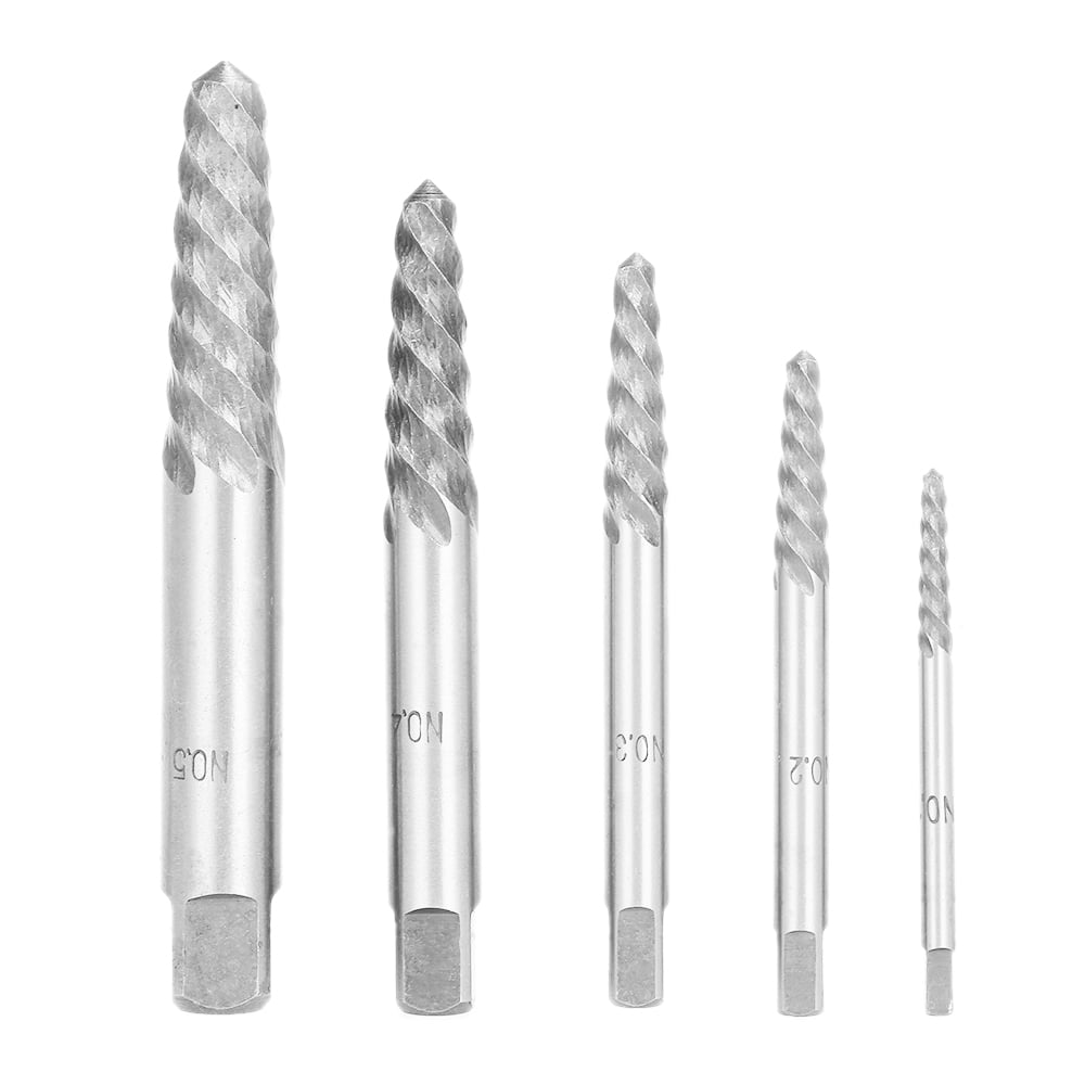 5pcs Screw Extractor Drill Bits Guide Set with Case Bolt Screw Stud Remover Broken Damaged Bolt Remover Easy Out Damaged Screws Extractor Set