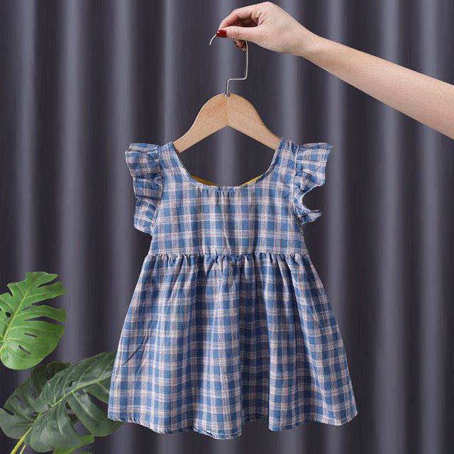 Vestido de verano de manga corta para niña, estilo occidental, largo, de algodón, con dibujos animados, a la moda, para niña