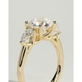 thumbnail image 7 of 2.00Ct Round Cut Moissanite Trilogy Solitaire Engagement Ring – Trellis Basket Setting, Pear Side Stones in 14K Yellow Gold for Women, 7 of 7