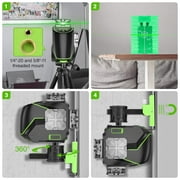 2D 8 Lines Self-leveling Laser Level, 2 x 360° Green Beam Cross Line Laser Level Tools with Bluetooth, Li-ion Battery and Magnetic Base