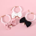 thumbnail image 3 of rygai Pet Necklace Elegant Adjustable Cat Dog Collar with Faux Pearl Bow Cute Pet Neck Circle Pet Accessory,Pink, 3 of 8