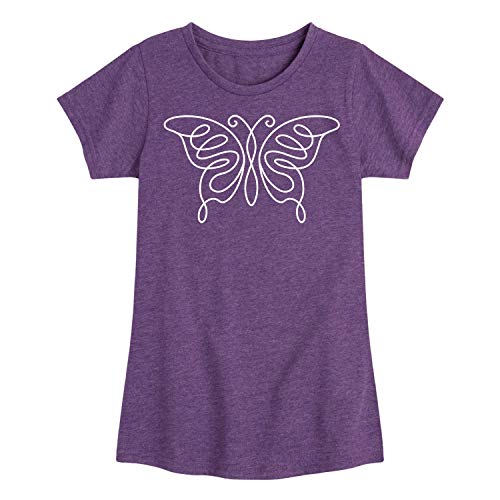 Instant Message - Butterfly Linear - T-Shirt à Manches Courtes pour Filles Tout-Petits et Jeunes - Taille 3T Violet Chiné
