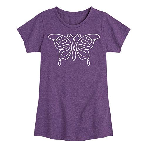 Instant Message - Butterfly Linear - T-Shirt à Manches Courtes pour Filles Tout-Petits et Jeunes - Taille 3T Violet Chiné