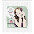 thumbnail image 3 of Ambesonne Keep Calm Shower Curtain, Eat Cake Text and Woman, 69"Wx70"L, Multicolor, 3 of 3