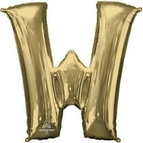 34 inch Letter W - Anagram - White Gold Foil Mylar Balloon - Party Supplies Decorations