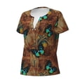 thumbnail image 2 of Naloa Vintage Butterfly Green Print T-Shirts Short Sleeve V Neck Tees for Women Fashion Tops Trendy Lightweight Soft Casual Summer Outfits Clothes, 2 of 5