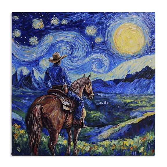 Stupell Industries Rustic Lodge Starry Night Cowboy Canvas Art, 17 x 17, by Tina LeCour