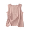 thumbnail image 2 of Débardeurs en Lin pour Femmes, Tenue de Détente Confortable, Été, Sans Manches, Col Ras du Cou, 2 of 3