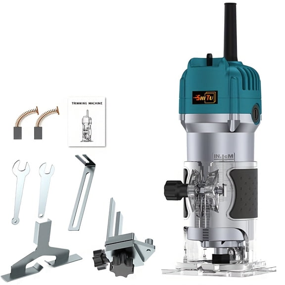 DGB Electric Handheld Wood Trimmer Router Compact Woodworking Power Tool for Household DIY Projects Edge Trimming Grooving Shape Carving and Furniture Renovation Work