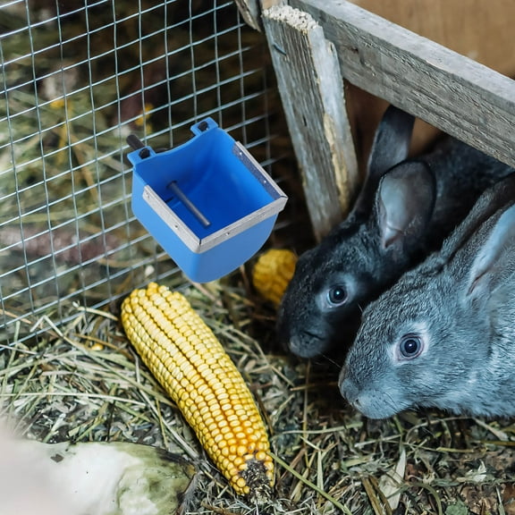 WRITWAA Rabbit Water Bowl Blue Stainless Steel Auto Feeder for Small Animals