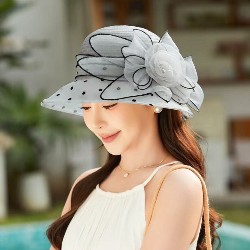 Vorkoi Lady Polka dots Organza Fascinator Sun Hats Women  display picture 1