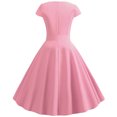 thumbnail image 3 of Mikilon Womens Dress 2023 Summer Deals Women Vintage Short Sleeve Swing 50s Housewife Casual Evening Party Prom Dress Spring dresses for women plus size Pink S, 3 of 9