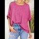 thumbnail image 5 of Camiseta Holgada Informal de Verano de Corta para Mujer. Rosa Roja M, 5 of 8