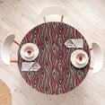 thumbnail image 4 of Ambesonne Boho Fitted Round Tablecloth, Hippie Bohemian 80s Design Art, 56"- 60" Diameter, Vermilion Seafoam and Ivory, 4 of 5